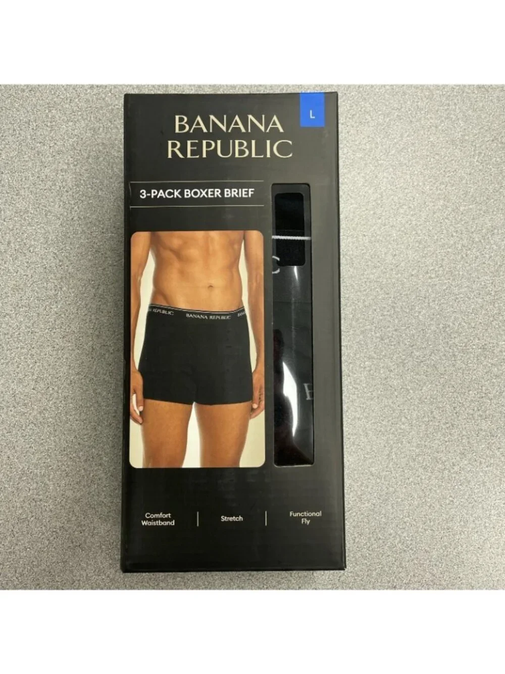 Banana Republic 3-Pack Men's L Boxer Briefs Comfort Waistband Black N1456